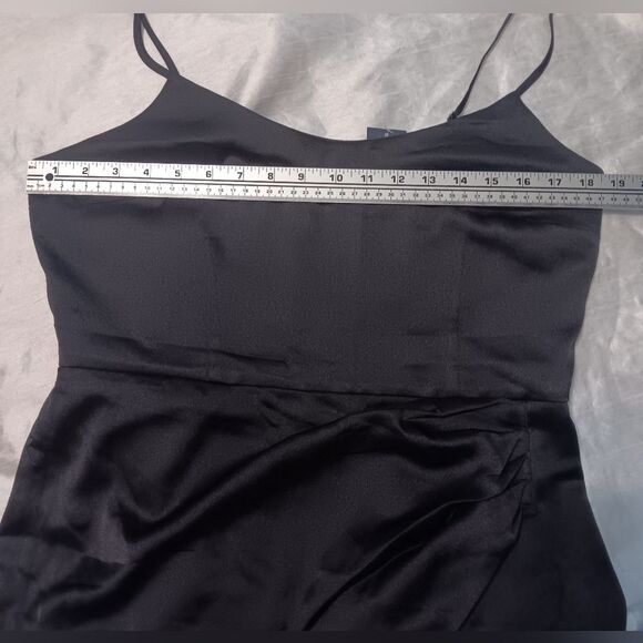 Abercrombie & Fitch black silky black midi dress size large - Picture 6 of 7